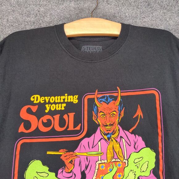 Steven Rhodes Men's Devouring Your Soul T-Shirt Black Medium Short Sleeve Cotton - Picture 3 of 12